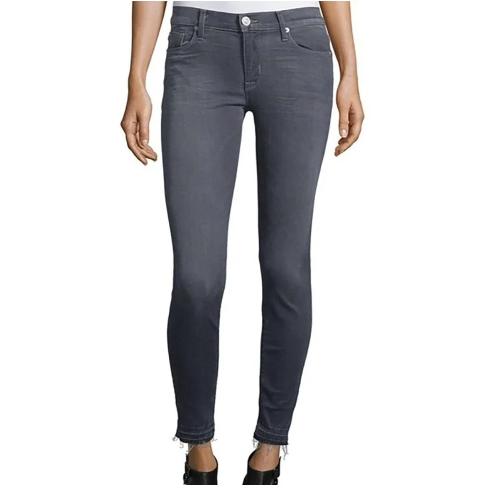 Hudson Nico Midrise Super Skinny Ankle Jeans 28 Gray Wash Released Hem‎